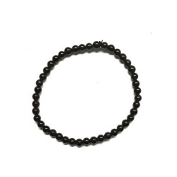 Pulsera Piedra Rodada Obsidiana Negra 4 mm (Elastica)