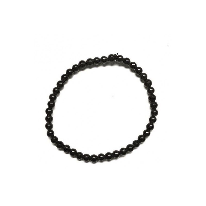 Pulsera Piedra Rodada Obsidiana Negra 4 mm (Elastica)