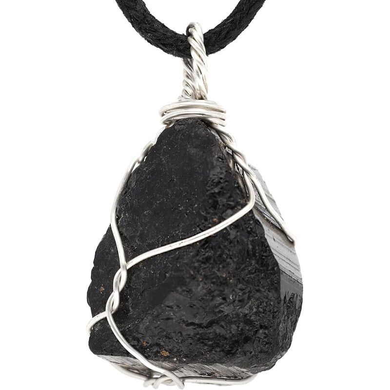 Colgante Piedra Bruto Turmalina Negra (Engarce Acero)