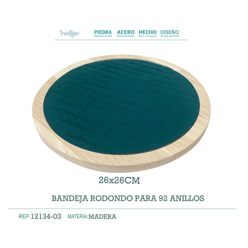 Expositor Madera 26 x 26 cm para hasta 92 anillos color
