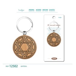 Llavero Estrella de David grabado en madera (P2) ·