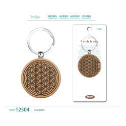 Llavero Flor de la vida grabado en madera (P2) ·