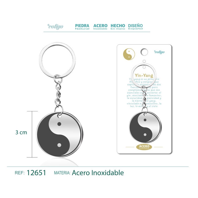 Llavero Yin-Yang grabado en Acero