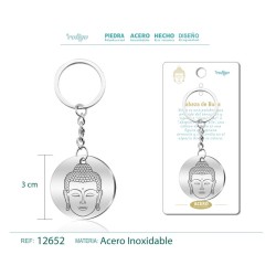 Llavero Cabeza de Buda grabado en Acero ·