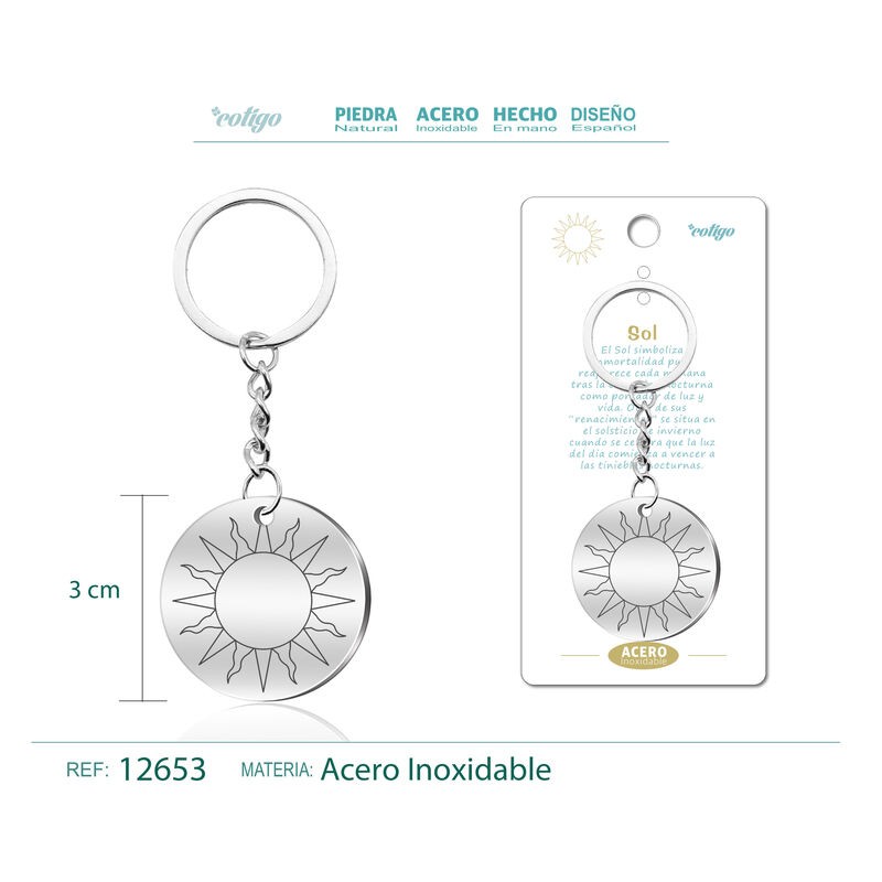 Llavero Sol grabado en Acero (P2) ·
