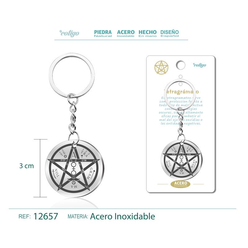 Llavero Tetragramaton grabado en Acero ·