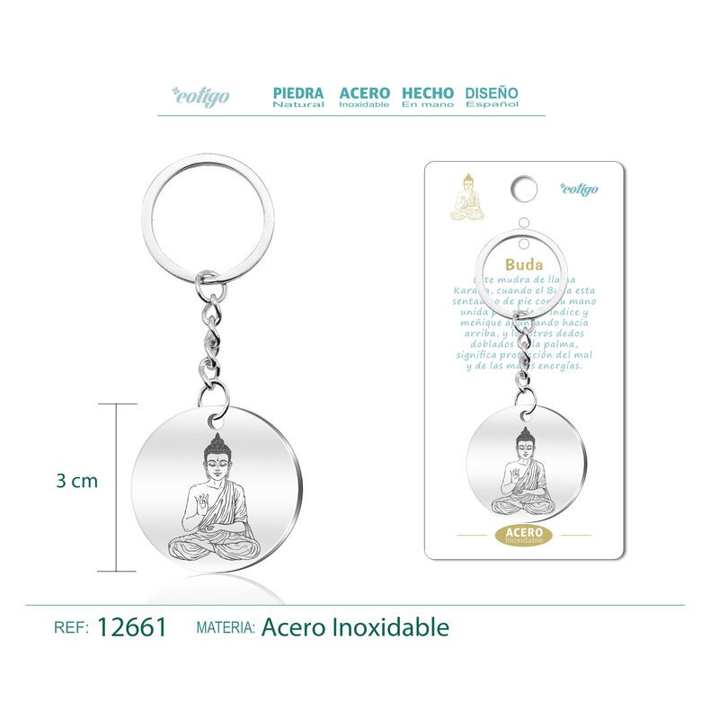 Llavero Buda grabado en acero
