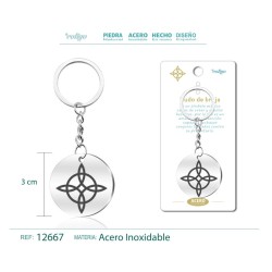 Llavero Nudo de Bruja grabado en acero (P2) ·