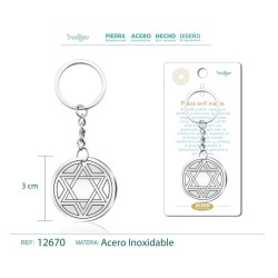 Llavero Estrella de David grabado en Acero (P2) ·