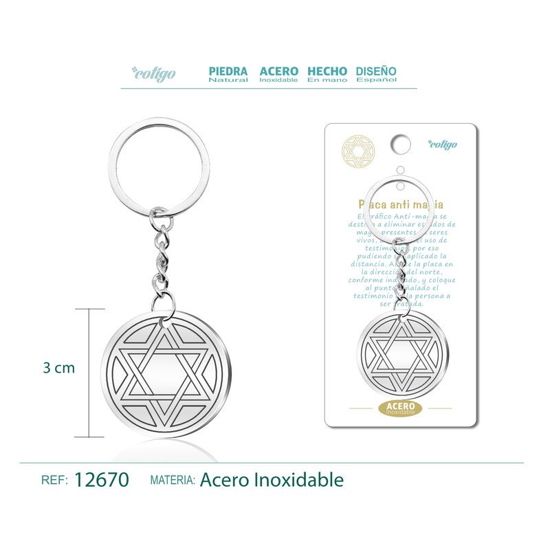 Llavero Estrella de David grabado en Acero (P2) ·