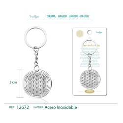 Llavero flor de la Vida grabado en Acero (P2) ·