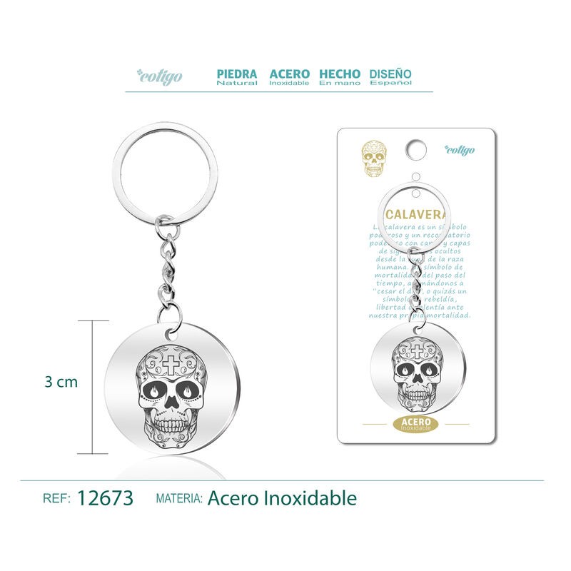 Llavero Santa Muerte grabado en Acero (P2) ·