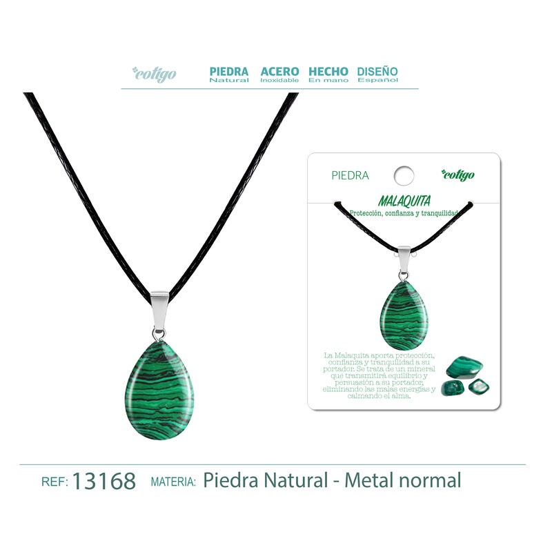 Colgante Gotita Plana De Piedra Malaquita (P2)