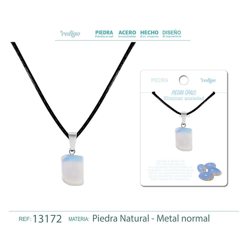 Colgante Piedra Opalina (Opalo) con engarce de acero (P2) ·