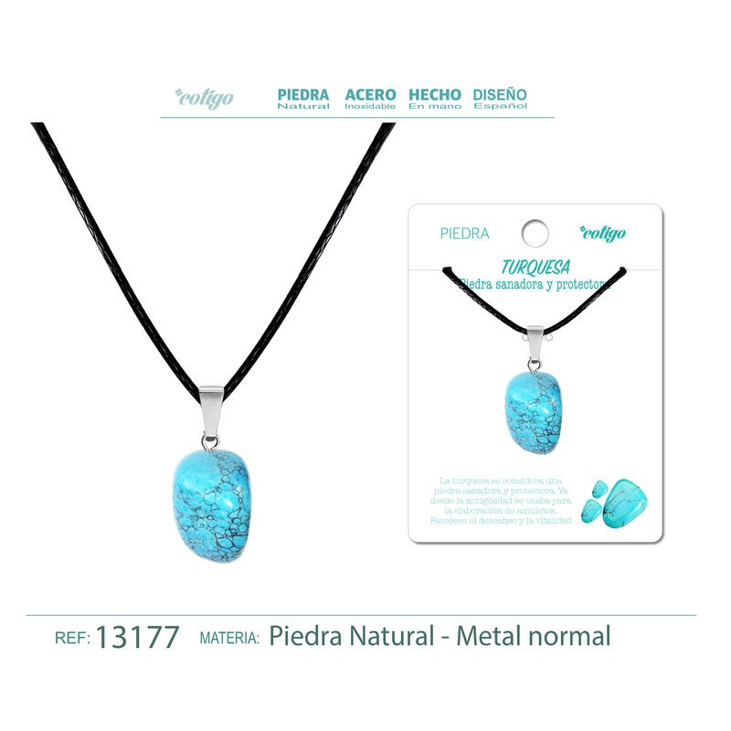 Colgante Piedra Turquesa con engarce de acero (P2) ·
