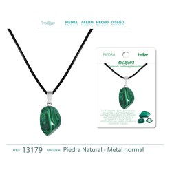 Colgante Piedra Natural Malaquita Anilla color plateado (P2)