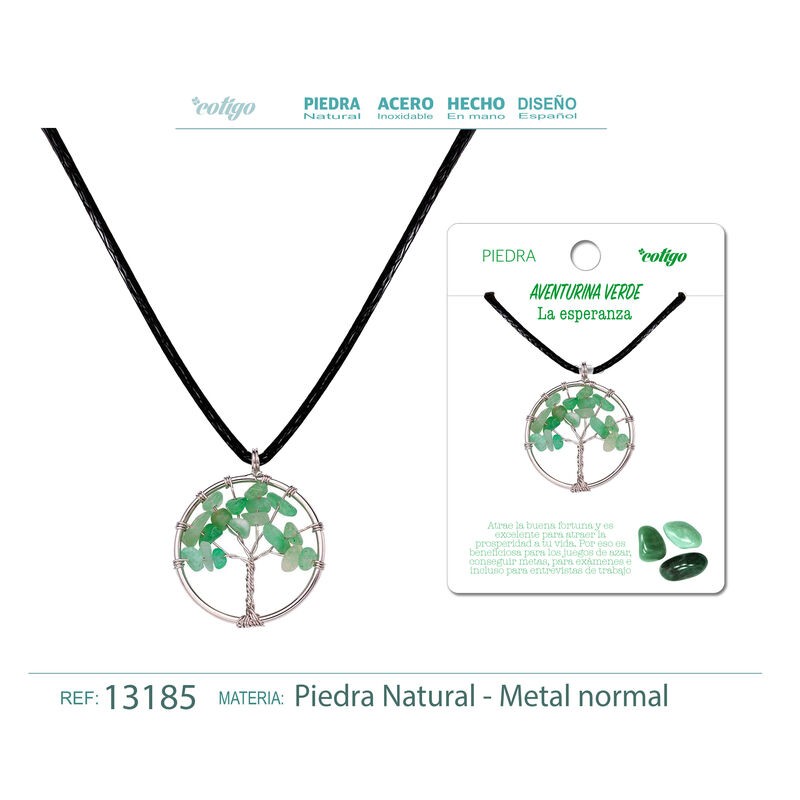 Colgante Arbol De Vida Con Piedra Aventurina Verde con