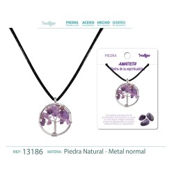 Colgante Arbol De Vida Con Piedra Amatista con cordon (P2) ·