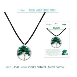 Colgante Arbol De Vida Con Piedra Malaquita con cordon (P2)