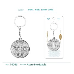 Llavero Medalla San Benito grabado en Acero (P2)