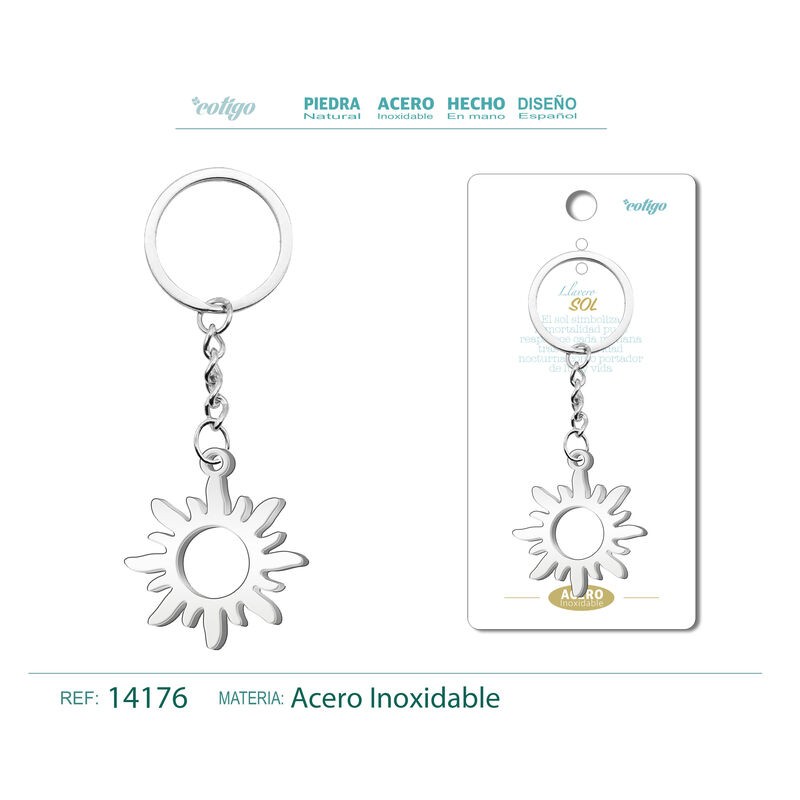 Llavero Sol labrado en Acero (P2) ·
