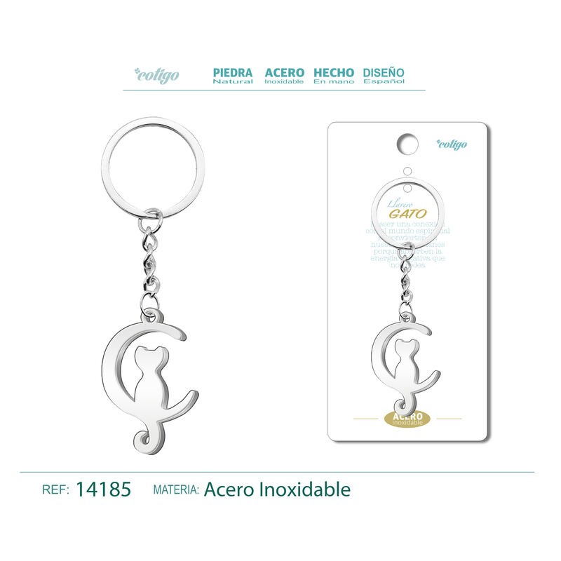 Llavero Gato labrado en Acero (P2) ·