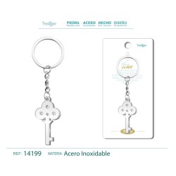 Llavero Llave de la Suerte labrada en Acero (P2) ·