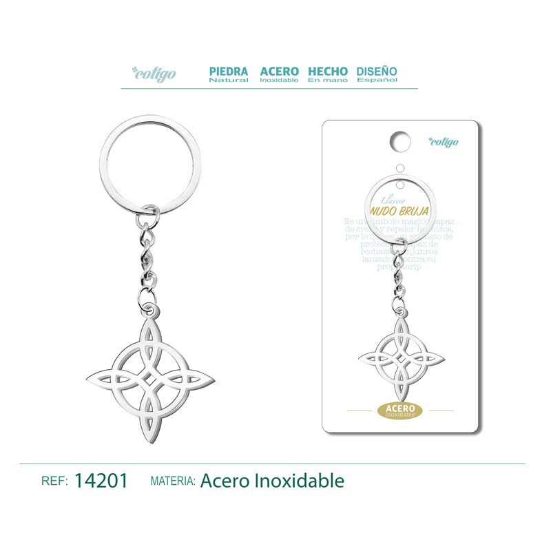 Llavero Nudo de Brujas labrado en Acero (P2) ·