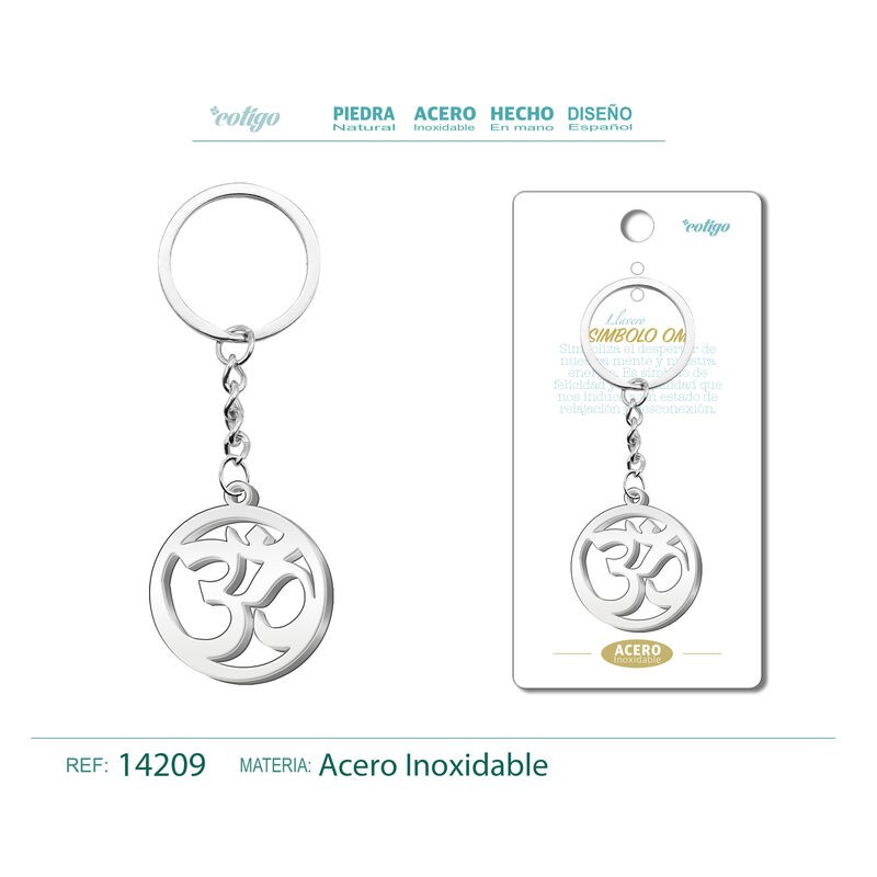 Llavero Simbolo Om labrado en Acero (P2) ·