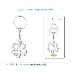 Llavero Trebol 4 hojas labrado en Acero (P2) ·