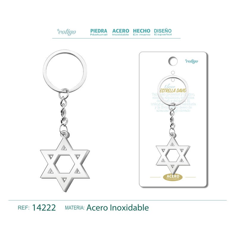 Llavero Estrella de David labrado en Acero (P2) ·