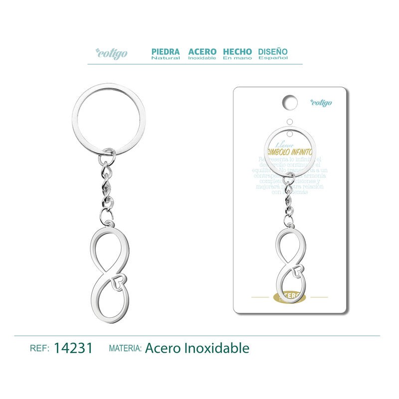 Llavero Simbolo Infinito labrado en Acero (P2) ·