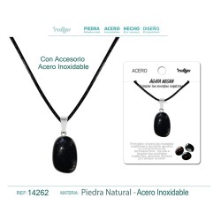 Colgante Agata Negra con engarce de acero (P2) ·