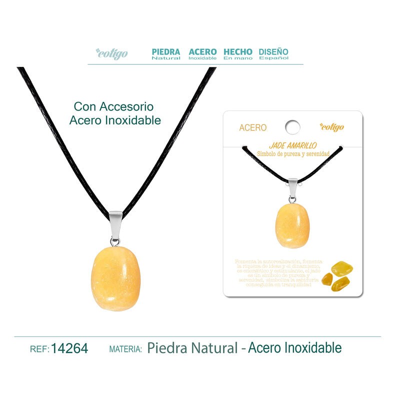 Colgante Jade Amarilla con engarce de acero (P2) ·