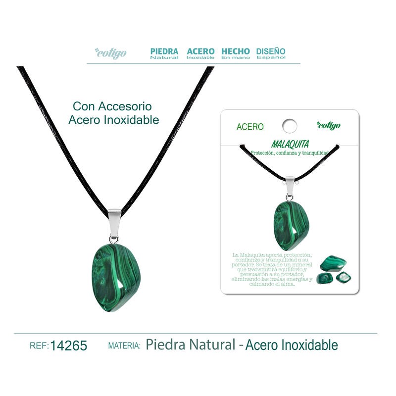 Colgante Malaquita con engarce de acero (P2) ·