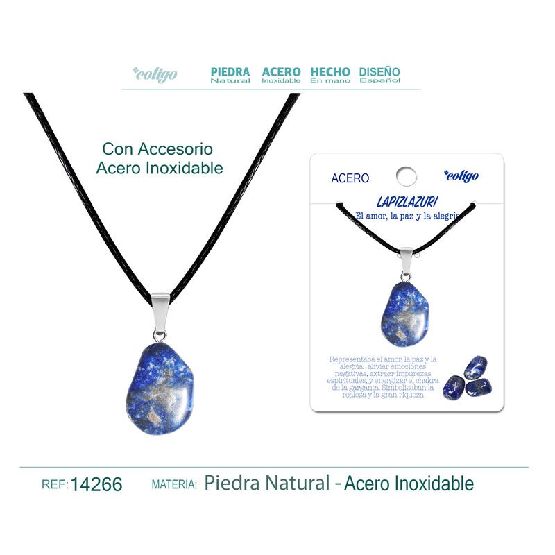 Colgante Lapislazuli con engarce de acero (P2) ·