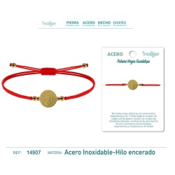 Pulsera Hilo Rojo Con Virgen Guadalupe Dorado (P2)