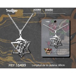 Colgante Santa muerte en Estrella Acero color Plateado (P2)