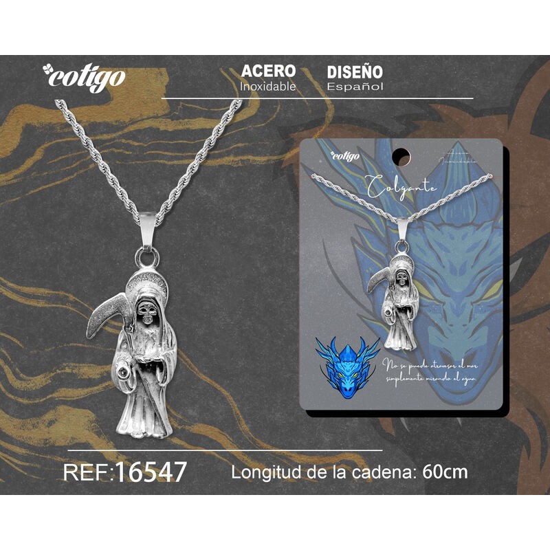 Colgante Santa Muerte - Acero Plateado ·