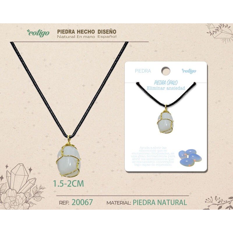 Colgante Piedra Opalina con engarce de alambre dorado (P2) ·