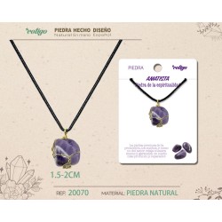 Colgante Piedra Amatista con engarce de alambre dorado (P2)