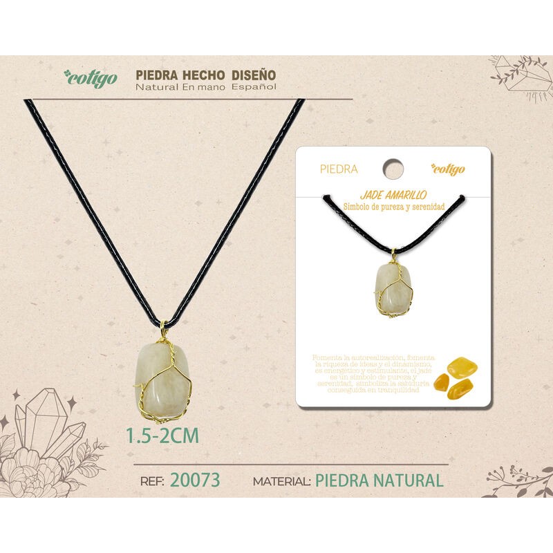 Colgante Piedra Jaspe Amarilla con engarce de alambre