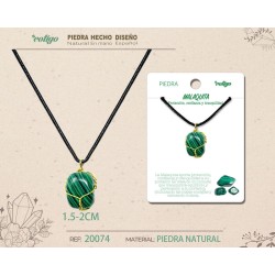 Colgante Piedra Malaquita con engarce de alambre dorado