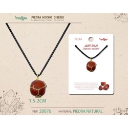 Colgante Piedra Jaspe Rojo con engarce de alambre dorado