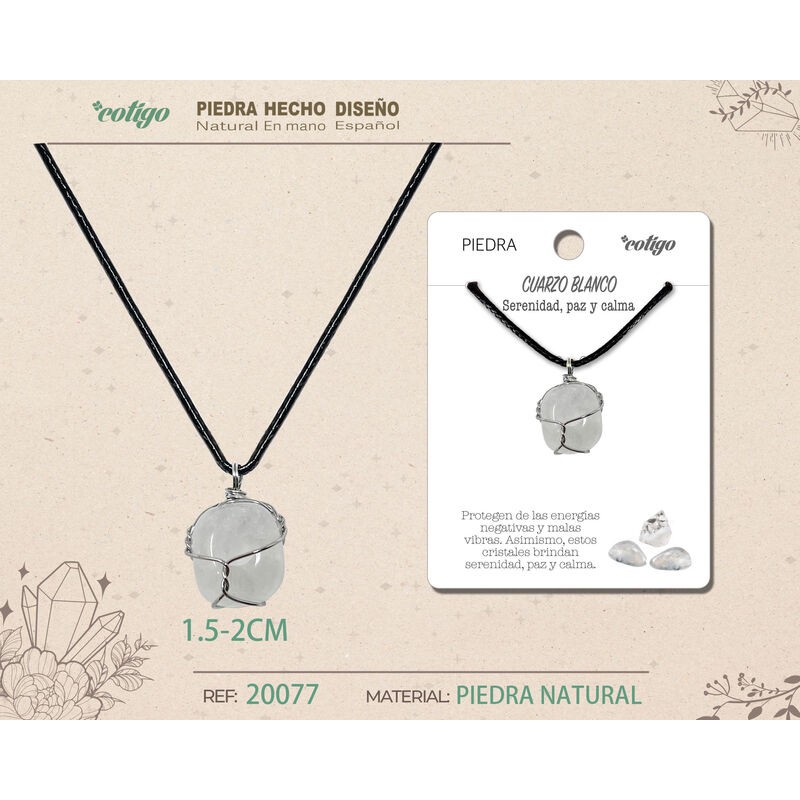 Colgante Piedra Cuarzo Blanco con engarce de alambre