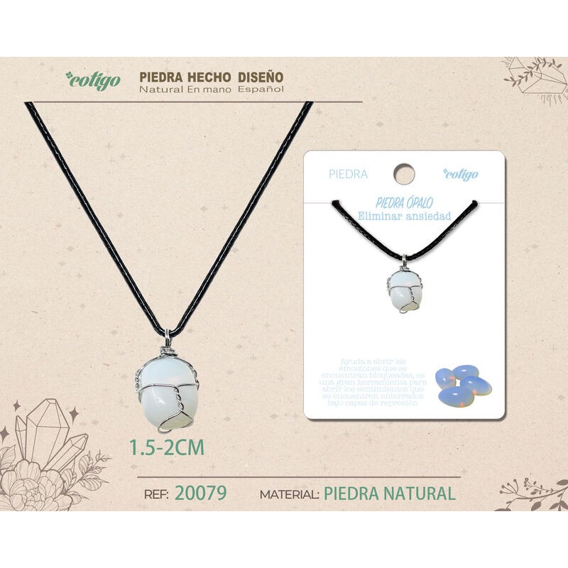 Colgante Piedra Opalina (Opalo) con engarce de alambre