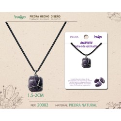 Colgante Piedra Amatista con engarce de alambre plateado