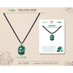 Colgante Piedra Malaquita con engarce de alambre plateado