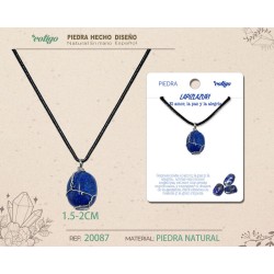 Colgante Piedra Lapislazuri con engarce de alambre plateado