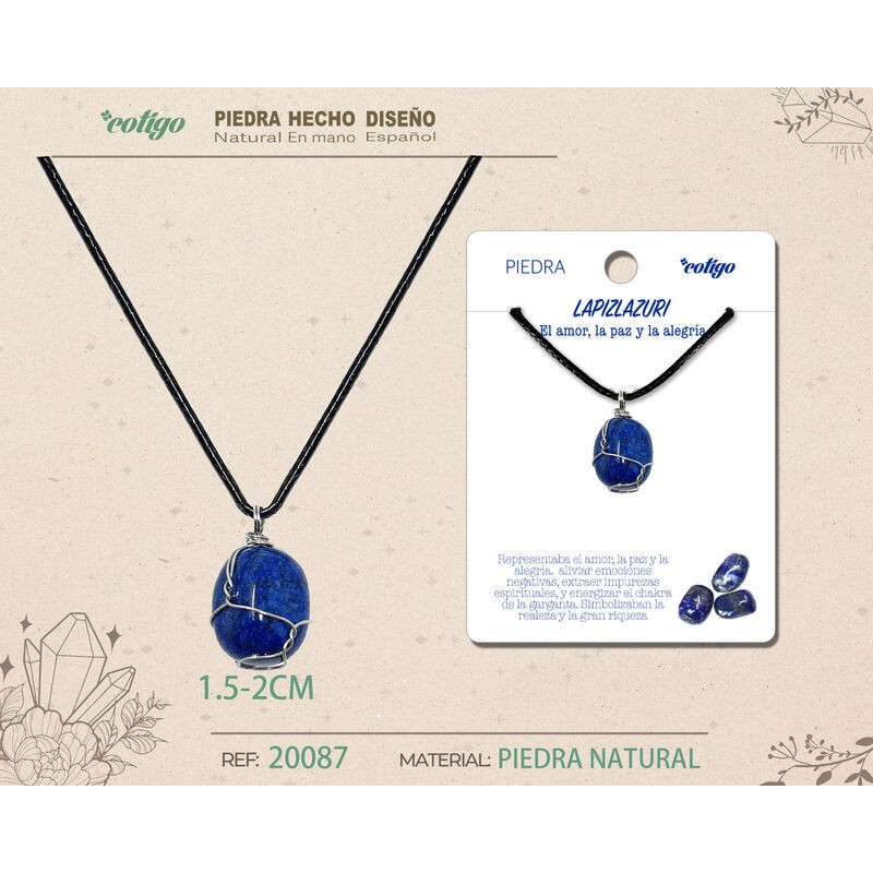Colgante Piedra Lapislazuri con engarce de alambre plateado